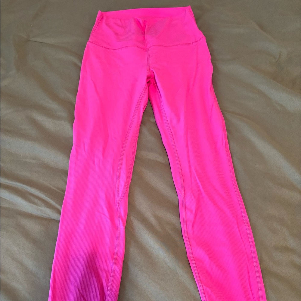 Lululemon Ribbed High Waisted leggings- pink